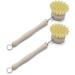 Kitchen Cleaning Brush Long Handle Sisal Solid Wood Pots Brush Scrubber Brushes for Washing Cast Iron Pans Pots Natural - Buy Online on GoSupps.com