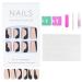 24 Pcs Short Coffin Press On Nails - Black Graffiti Acrylic Fake Nails with Glue for Women & Girls - Buy Online on GoSupps.com