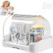 Bottle Sealing Discs Large Bottle Drying Rack with Cover & Removable Drain Tray Dustproof Baby Bottle Organizer Portable Baby Bottle Rack Dryer Grey - Buy Online on GoSupps.com