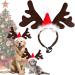Christmas pet headband reindeer antlers Christmas costume moose headgear adjustable headdress hair ripe with a Christmas hat gift costume outfit for dogs cats