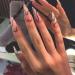 NICENEEDED Long Almond Press on Nails Nude Fake Nails Black Line Full Cover False Nails with Deisgns Glossy Acrylic Stiletto Nails Glue on Nails for Women Girls Nails Art