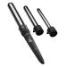 NuMe Titanium 3 in 1 Curling Wand Set 0.75 Inch 1 Inch and 1.25 Inch Interchangeable Barrels with Heat-Resistant Glove LCD Digital Display Black
