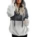 Bigfanshu Womens Sweaters Hooded Sweatshirt Winter Warm Zipper Pocket Pullover Blouse Shirts Gray