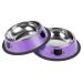 Serentive 2Pcs Cat Bowls Non-Slip Stainless Steel Small Cat Food Bowls Unbreakable Thicken Cat Feeder 7 Oz Cat Dishes Suitable for Indoor Small Pets Removable Rubber Base Easily Clean Lovely Color Purple