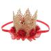 Amosfun Baby Birthday Crown Flower Princess Tiara Headband 1st Birthday Hat Party Hairbands Hair Accessories for Birthday Baby Shower Party Supplies (Red)