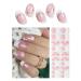 Semi Cured Gel Nail Strips | French Pink Flower 20pcs Semi Cured Gel Nails Sticker | Gel Nail Wraps UV for Home Nails DIY