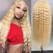 Blonde 13x4 Lace Front wig curly transparent blonde lace front wig Brazilian remy real hair for black women plucked wig with 150% density 24 inches