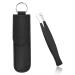 Nose Hair Trimming Tweezers Scissors with a PU Leather Sleeve Stainless Steel Nasal Clippers Round Shear Eyelet Design Eyebrow Ear Hair Trimmer for Men Women Sideburns (Black)