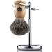 Miusco Premium Dachshaar Razor brush and shaving rack shaving set chrome shaving brush holder wood color shaving brushes compatible with safety razor cartridge razor and disposable razing chrome stand wood brush