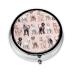 Poodles Dogs Portable Metal Pill Box Round Mini 3-Compartment Plastic Insert hinged Fastening Design Suitable for Small Pills Must-Have for Travel