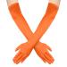 NQEUEPN Women Long Gloves Long Elbow Satin Gloves 21" Stretchy 1920s Opera Gloves Hand Care Moisturizing Gloves for Women Girls Evening Party Dance (Orange)