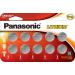 Panasonic CR2032 3.0 Volt Long Lasting Lithium Coin Cell Batteries in Child Resistant, Standards Based Packaging, 10 Pack