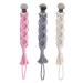 Pacifier Chain Cotton Pack of 3 Pacifier Strap Baby Pacifier Chain Clips for Newborn Girls and Boys (Beige + Pink + Gray)