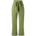 Gufesf Women's Cotton Linen Palazzo Pants, High Waisted Wide Leg Trousers with Pockets - Green Medium - Buy Online on GoSupps.com