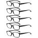 Kerecsen 5 Pack Reading glasses men women high -quality spring hinges glasses comfortable rectangular super reading help for men and women (5 black 1.75) 5 black 1.75