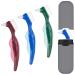 3 piece of prosthesis brush oral care hard prosthesis brush prosthesis brushes prosthesis double side brush with a portable carrying bag for cleaning prostheses oral care Plaque removal (3 colors)