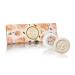 Rose Blossom Set Of 3-3.52 Oz Round Soaps Pleated Wrapping From Italy