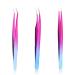 Lash Tweezers Set  3Pcs Stainless Steel Lash Extension Tweezers 3 Styles Straight and Curved Eyelash Tweezers for Removing Eyebrows False Lashes Smeared False Nails (Red-Blue Gradient)
