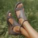 Creev sandals women summer beach shoes women wedge sales platform sandals open toes walking slipper wedges slide casual comfort slip-on breathable anti-slip sandals gray 40 (brown 43 EU) gray 41 EU