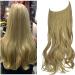 OMGRET Ombre Halo Hair Extension Ash Blonde Wavy Curly Synthetic Hair Piece Long 18 Inch 4.2 Oz Invisible Wire for Women Heat Friendly Fiber No Clip 18Inch&Curly Ash Blonde