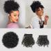 MODSIGHT Afro Puff Drawstring Ponytail with 2 Replaceable Bangs  Short Kinky Curly Ponytail Bun with Bangs  Synthetic Pineapple Updo Hair Ponytail with Bangs for Black Women (1B Natural Black) 1 Bun with 2 Bangs Black