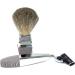 BGGIWY High-Quality Shaving Brushes | Classic 4-Piece Gift Set for Men | Natural Roof Hair & Wooden Razor Holder - 15x20cm Silver - Buy Online on GoSupps.com