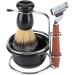 4-in-1 Shaving Bowl Kit for Men - Safety Razor Stand, Soap Cup, Badger Hair Brush, Stainless Steel Grooming Gift - Buy Online on GoSupps.com