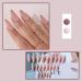 Justotry 24 Pcs Gradient Pink Almond Short False Nails with Nail Glue - French Press on Nails for Women - Buy Online on GoSupps.com