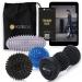 Hedgehog ball foot massage set | 1x foot massager 2x massage ball with nubs 1x oval spiked ball | For back legs feet |Foot roller & hedgehog balls medium oval sting ball hard | including video poster & bag