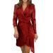 Hanxiulin ladies dress winter sexy glitter dress V neckline party dress women tight clothes sexy dresses evening dress bodycon dress watermelon red xxl