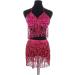Zoestar Sequin Hip Scarf with Bra Top Dance Costume - Rose Red - Buy Online on GoSupps.com