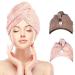 iwobi 2 pieces turban hair drying towel button hair turban turban towel with button microfiber towel for head and long hair