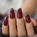 Burgundy Galaxy Glitter Shiny Nails Medium Length Lipstick Shape Sexy Fake Nails Set with Rhinestones DIY Nail Art 24 Pieces