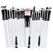 KOLIGHT 20pcs Makeup Brushes Set - Cosmetic Eye Shadow Eyeliner Eyebrow Lip Nose & Foundation Sponges - Black & White - International Shipping Available - Buy Online on GoSupps.com