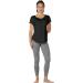 icyzone Women's Backless Yoga T-Shirt | Short Sleeve Casual V-Neck Leisure Tops | M Black/Dark Grey | International Shipping - Buy Online on GoSupps.com