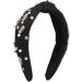 Valentine Day Rhinestone Knotted Headband for Women with Top Knot Design Exquisite Appearance for Matching Clothes (Black) - Buy Online on GoSupps.com