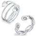 Feraco 2 Pcs Magnetic Copper Rings for Women,99.99% Pure Copper Thumb Ring for Women,Adjustable Fingers Ring with Jewelry Gift Box(Silver) B-silver
