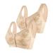 Sport bras women - 2PC women comfortable large size front open button medium older collect no steel ring comfortable sports clothing women set fitness beige 44