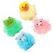 4pcs Bath Flower Baby Shower Essential Skin Care Bath Sponge Animals Loofah Ball Shower Scrubbing Shower Puff Bath Pouf Shower Loofahs Balls Loofah Scrub Child or Net Cushion Cute
