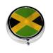 Old Jamaican Flag Portable Metal Pill Box Round Mini 3-Compartment Plastic Insert hinged Fastening Design Suitable for Small Pills Must-Have for Travel