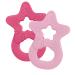 Dentistar Beißring 2 Set-Teether for Babies & toddlers from 3 months-Baby bite ring with a handle made of soft material for dental aid & massage-Made in Germany-pink & pink green & blue