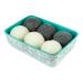 Three by Three Seattle Felt Like it! Wool Dryer Balls + Storage Bin: Reduce Drying Time Static Cling and Energy Use | Natural Alternative to Fabric Softeners (Pack of 6) Grey & White 6 Pack