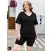 AGSEEM Women's Summer Two Piece Outfit Set: V-Neck T-Shirt Top & Biker Shorts | Workout Sports Tracksuit - Black (Medium) - Buy Online on GoSupps.com