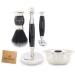 JAG Shaving Razor Set - 5 -part shaving set - Jag's Lee Range - Black synthetic hair shaving brush - double edge of the razor blades of shaving plane - shaving bowl - shaving rack - leather bag - black