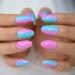 24pcs Chameleon Ombre Shiny Short Almond Art Daily False Nails for Women Girls