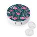Bright Flowers And Flamingos Round Case For Contact Lens Kit Storage Box with Mirror Printed