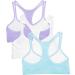 Fruit of the Loom Girls' Cotton Stretch Sports Bra 3-Pack - 30 Eyeshadow/White/Hyacinth - Buy Online on GoSupps.com