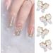 Dornail 5pcs Shiny Zircon 3D Butterfly Nail Charms - Gold Alloy Rhinestone Nail Art Decorations - Buy Online on GoSupps.com