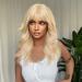 Allbell Long Wavy Blonde Wig for Women with Bangs - Heat Resistant Synthetic Hair Replacement - Buy Online on GoSupps.com