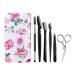 Fitdon eyebrows set stainless steel tweezers & eyebrow scissors & eyebrow brush with spooler & 3 pieces of eyebrows razor 6PCs